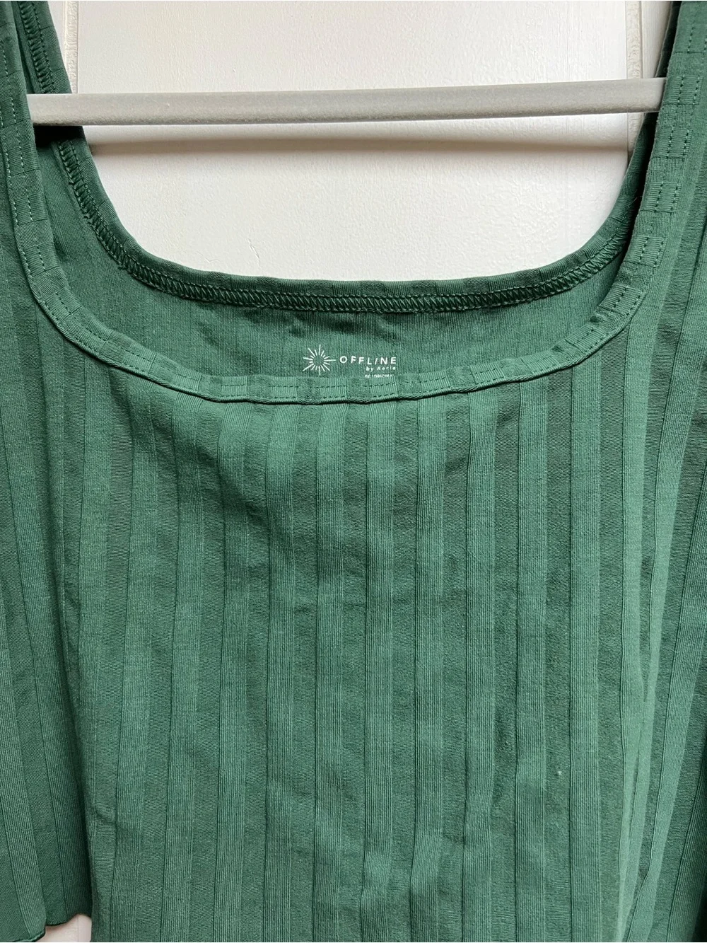AERIE NWOT. Forest Green Ribbed Mini Skirt with Matching Crop Top Set